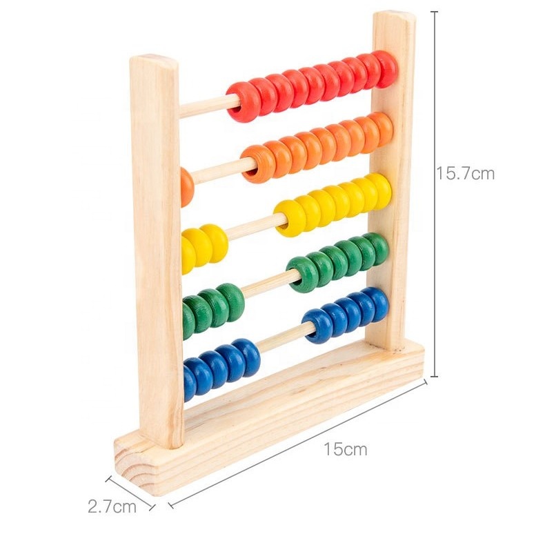 Preschool Math Learning Toy Classic Wooden Educational Counting Toy 5 Rows With 50 Beads Learning Mathematics Abacus for