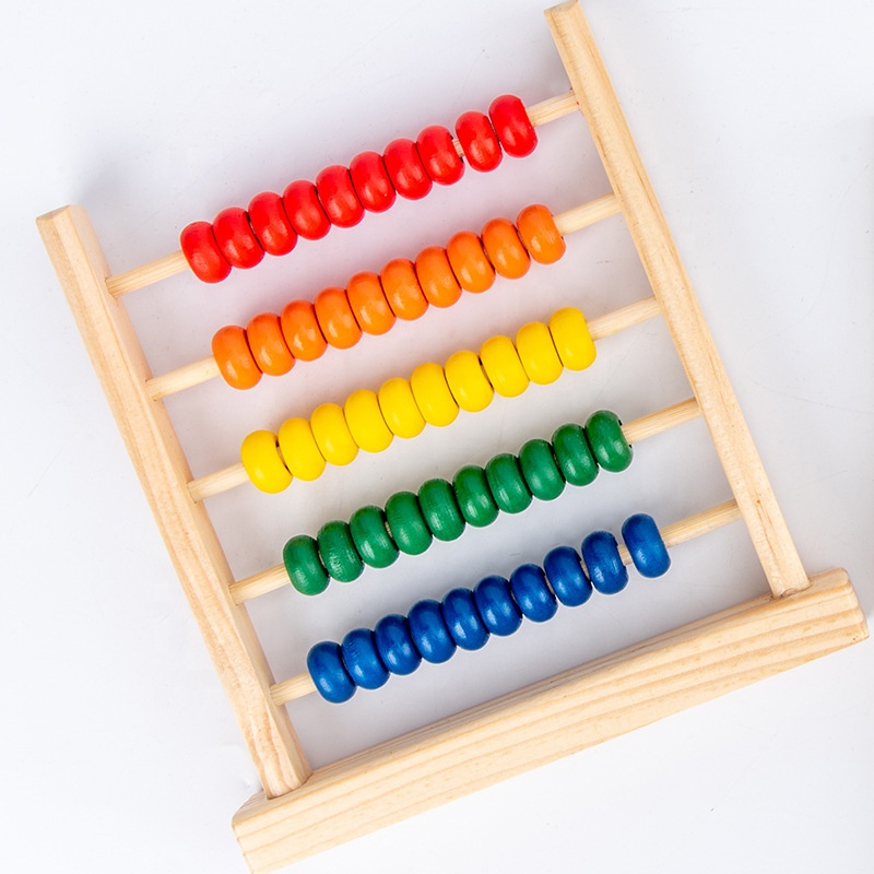 Preschool Math Learning Toy Classic Wooden Educational Counting Toy 5 Rows With 50 Beads Learning Mathematics Abacus for