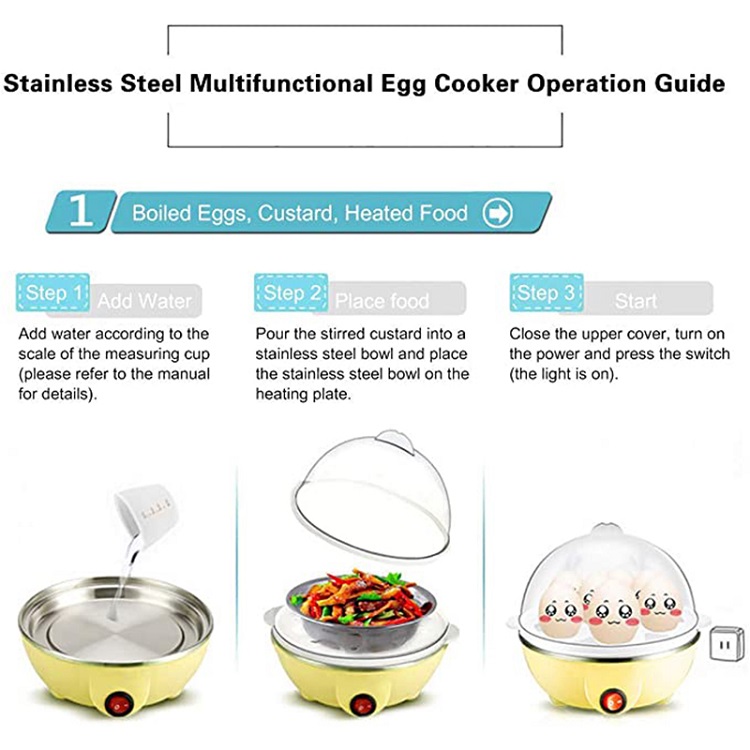 Portable Household Mini Double Electric Egg Cooker Egg Cooker Boiler 8 Eggs Cooker for Omelette