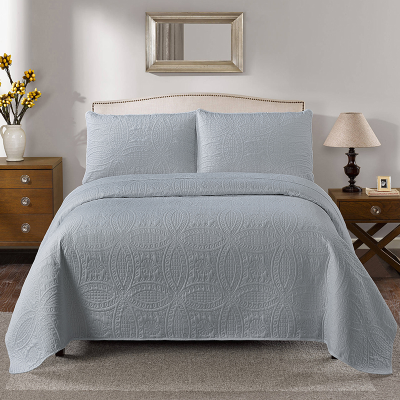  Bedding Simple Style Pure Color Bed Sheet Quilted Microfiber Bedroom Bedding Coverlet Three Piece Quilted Quil