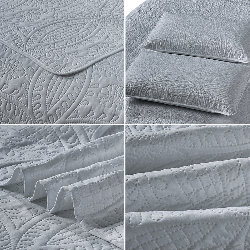  Bedding Simple Style Pure Color Bed Sheet Quilted Microfiber Bedroom Bedding Coverlet Three Piece Quilted Quil