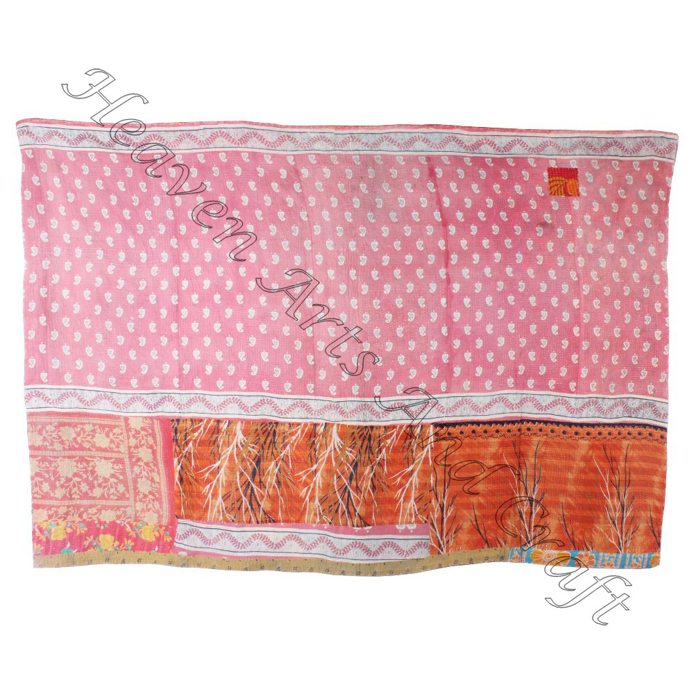 Indian Vintage Cotton Kantha Work Quilt Throws / Gudari /Blankets Old Bedspread Kantha Work Quilt