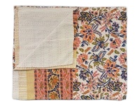 Kantha Bedspread Cotton Blanket patchwork quilt hand block printed kantha Floral Indian Hand Block Kantha Quilt