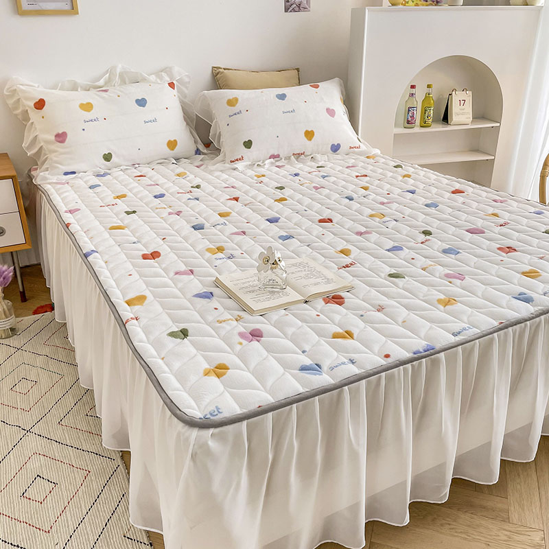 New Popular milk velvet quilted bed mattress decorate home Bed Skirt