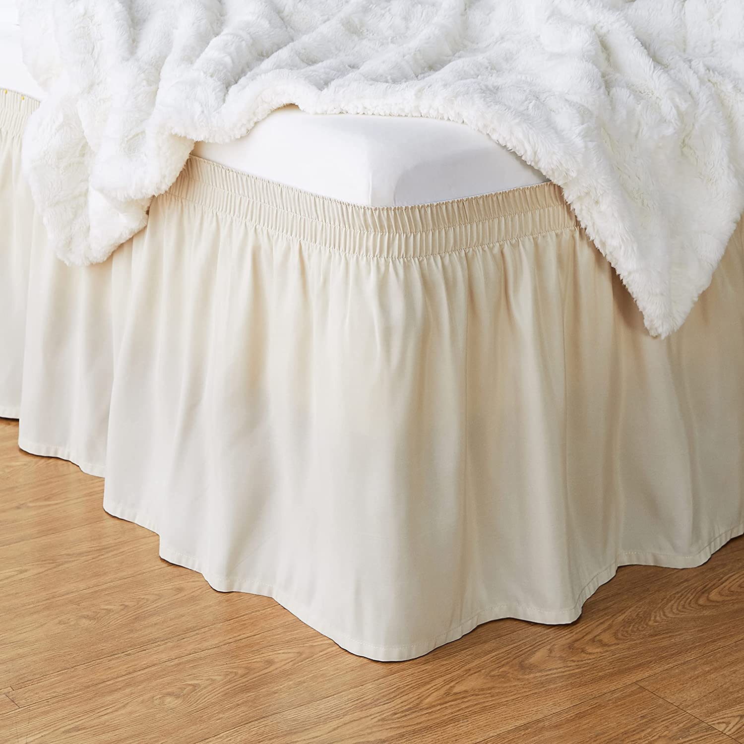 Elastic Dust Ruffles 85GSM 100% Polyester Fabric Easy Fit Wrinkle & Fade Resistant Bed Skirt