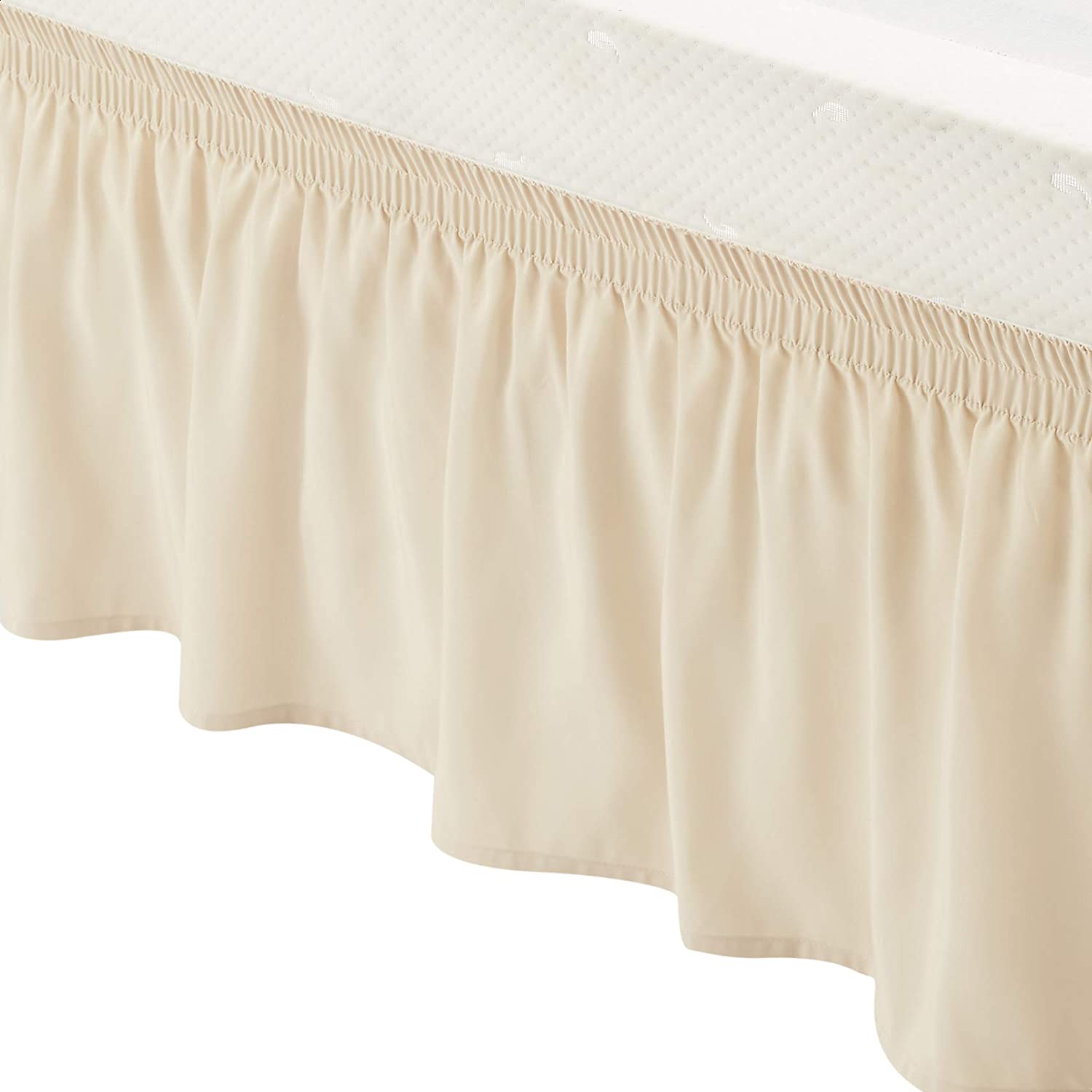 Elastic Dust Ruffles 85GSM 100% Polyester Fabric Easy Fit Wrinkle & Fade Resistant Bed Skirt