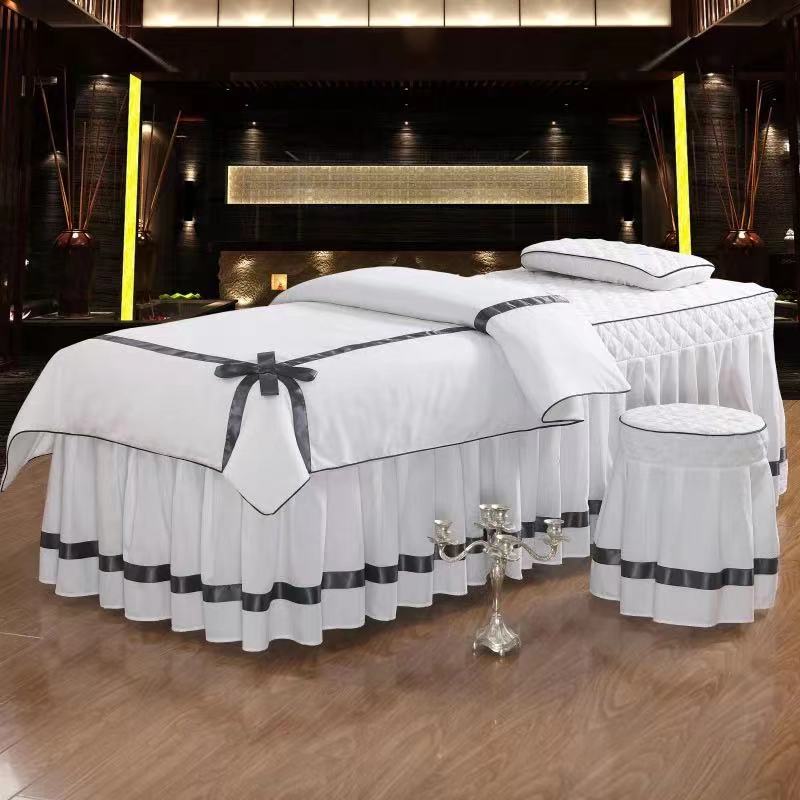 beauty bedspread 4 pieces set of high-end massage parlor SPA health bed cover and bed skirt ized 