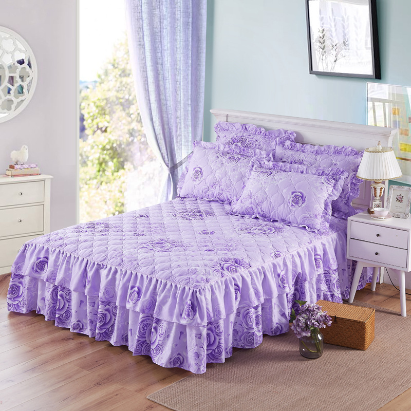 2022 direct sales quilted thickened bed skirt double lace bed cover aloe vera cotton bedsheet  1.5m 1.8m