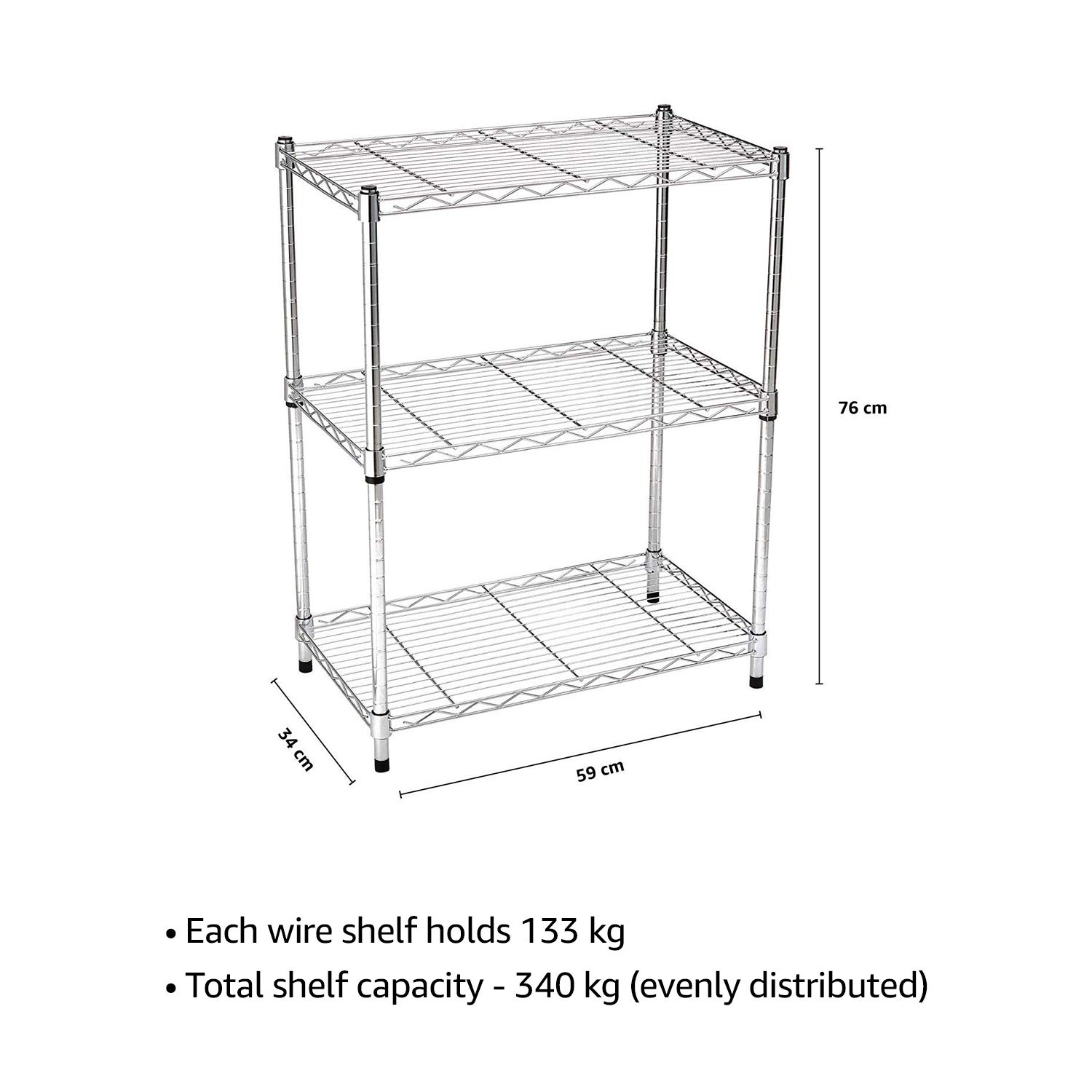 Amazon Basics 3 Shelf Shelving Unit Chrome shelf