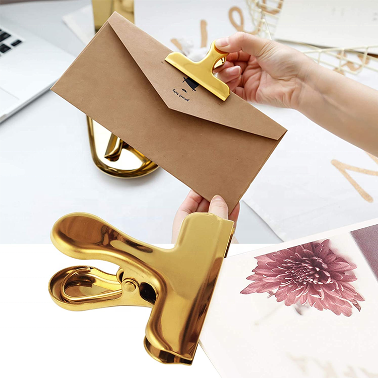  high quality Brass Bulldog Clips Gold Duckbill Metal Paper Binder Clips For Office Bill Ticket