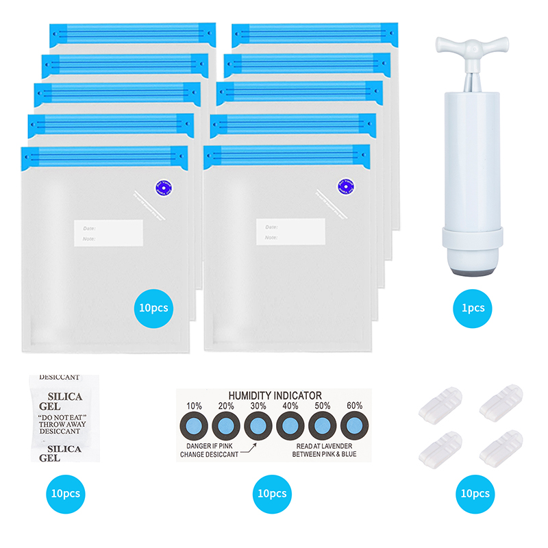 Upgraded 10pcs Reusable Air-tight Food Bags with 4pcs Sealing Clips Vacuum Sealer Food Vacuum Sealer with Handheld Vacuu