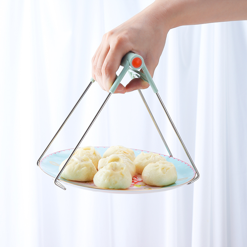 Stainless Steel Plate Clip Anti-Scald Dish Clamp Plate Bowl Clips With Plastic Handle