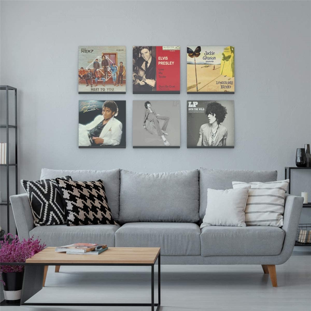Black Acrylic Album Holder Vinyl Record Display Shelf Wall Mount-6 Pack