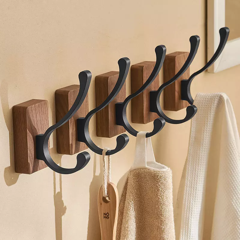  solid wood clothes hook bathroom hook Wall door after porch paste Black walnut hook
