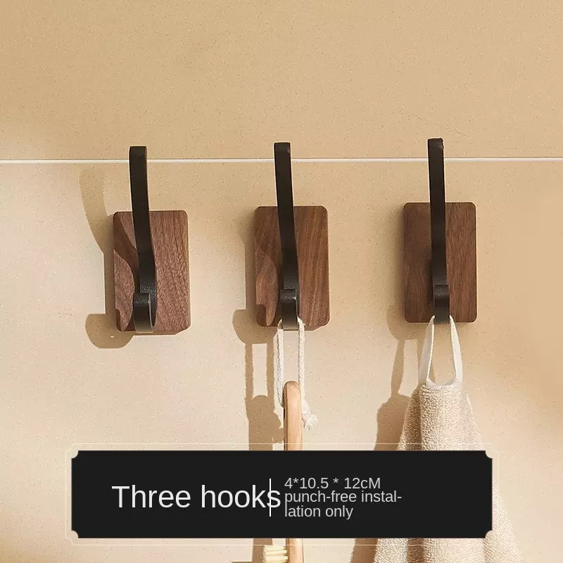  solid wood clothes hook bathroom hook Wall door after porch paste Black walnut hook