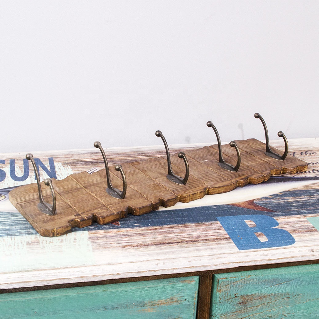 Hooks & Rails Wooden Classic Style Bathroom Kitchen Wall Mounted Five Key Hooks