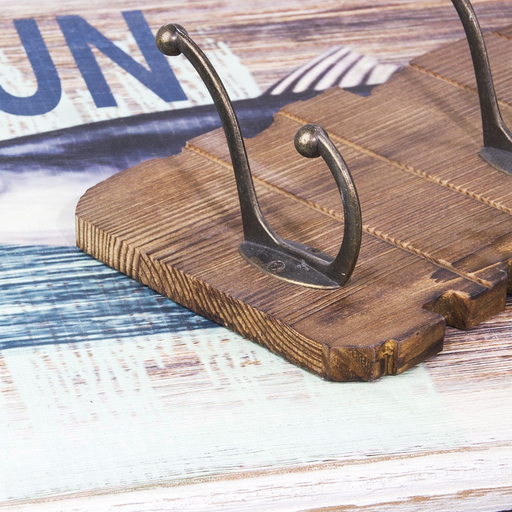 Hooks & Rails Wooden Classic Style Bathroom Kitchen Wall Mounted Five Key Hooks