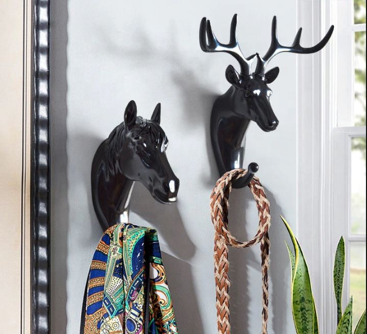 Hooks & Rails Hook Home Decoration Hanging Key Wall Coat Multi-functional Animal Free Punch Head American Hanging Hook H