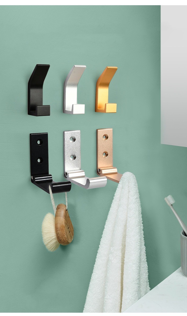 Aluminum Folding Clothes Hook Hanger Wall Mounted Retractable L-shaped single Folding Hanger Hook