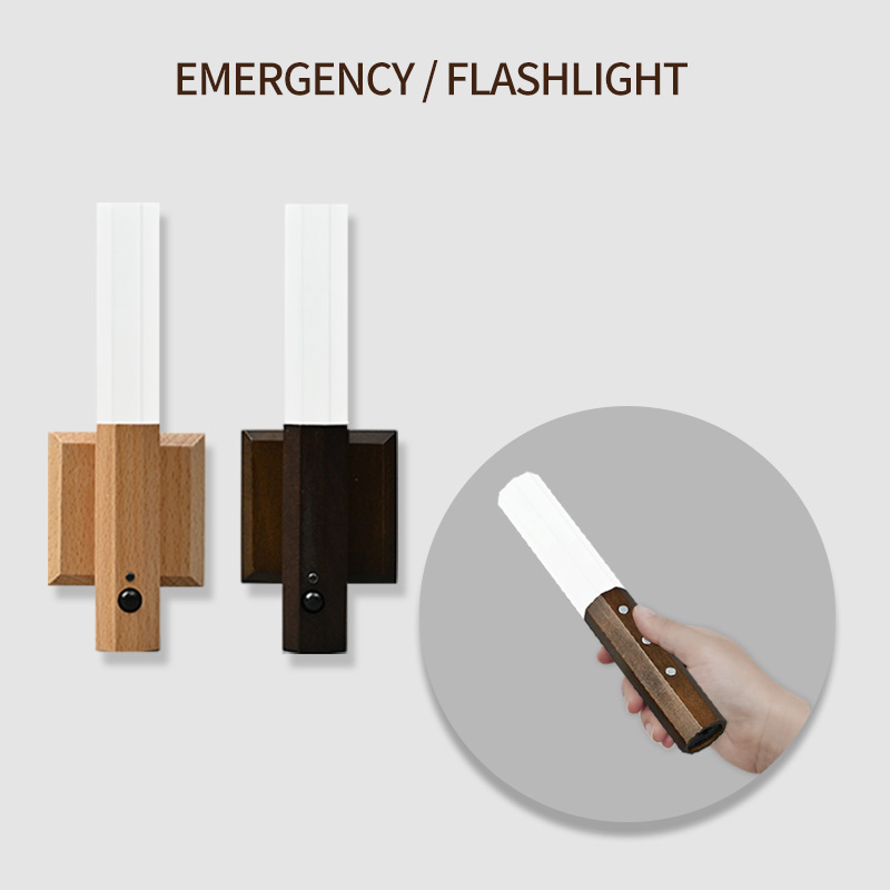 wood motion sensor led night light Magnet body sensor wooden hallway night light USB rechargeable led stairway night lig