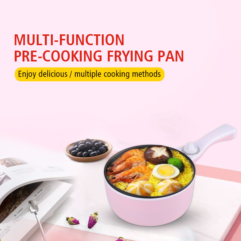 2021 Hot Sale 1.6l Mini Multifunction Portable Non Stick No Paste Small Electric Skillet Frying Pan With Steamer Layer