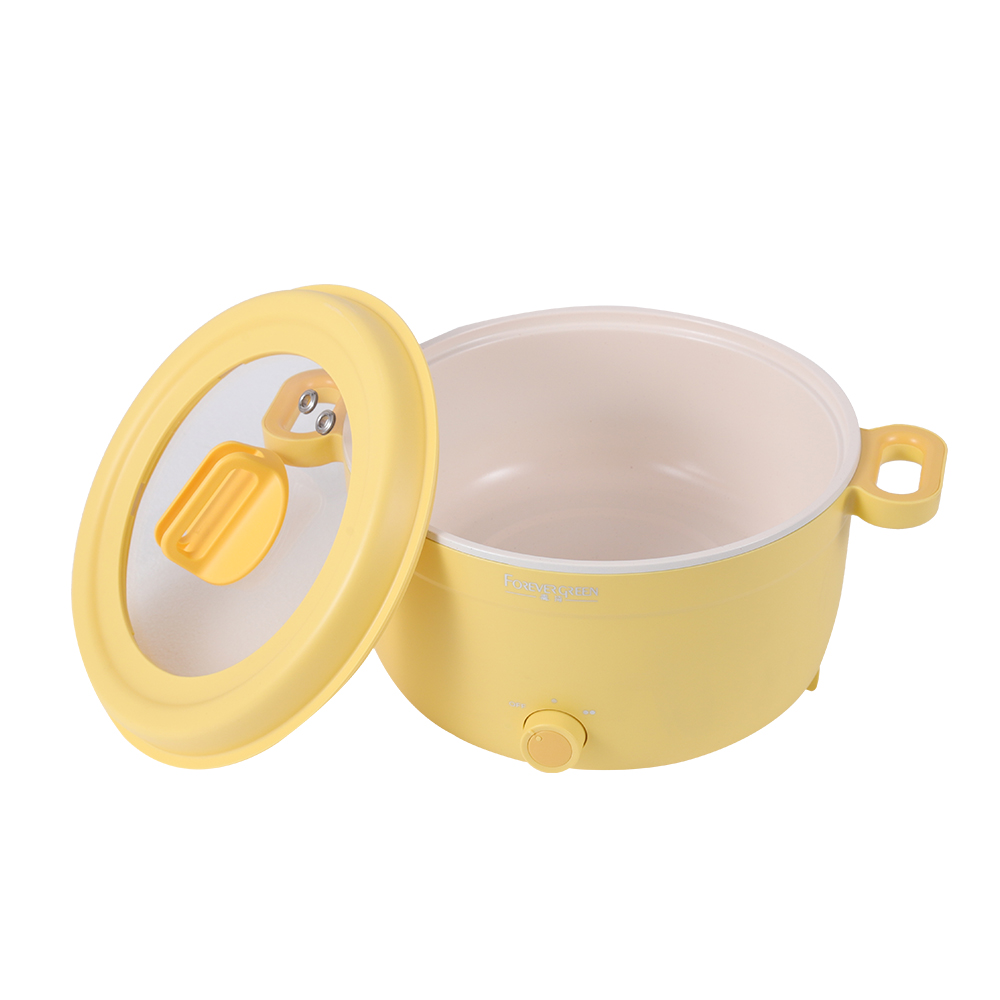 electric skillets 3.9L multi cooker non stick ceramic  electric hot pot cooker in yellow with steamer