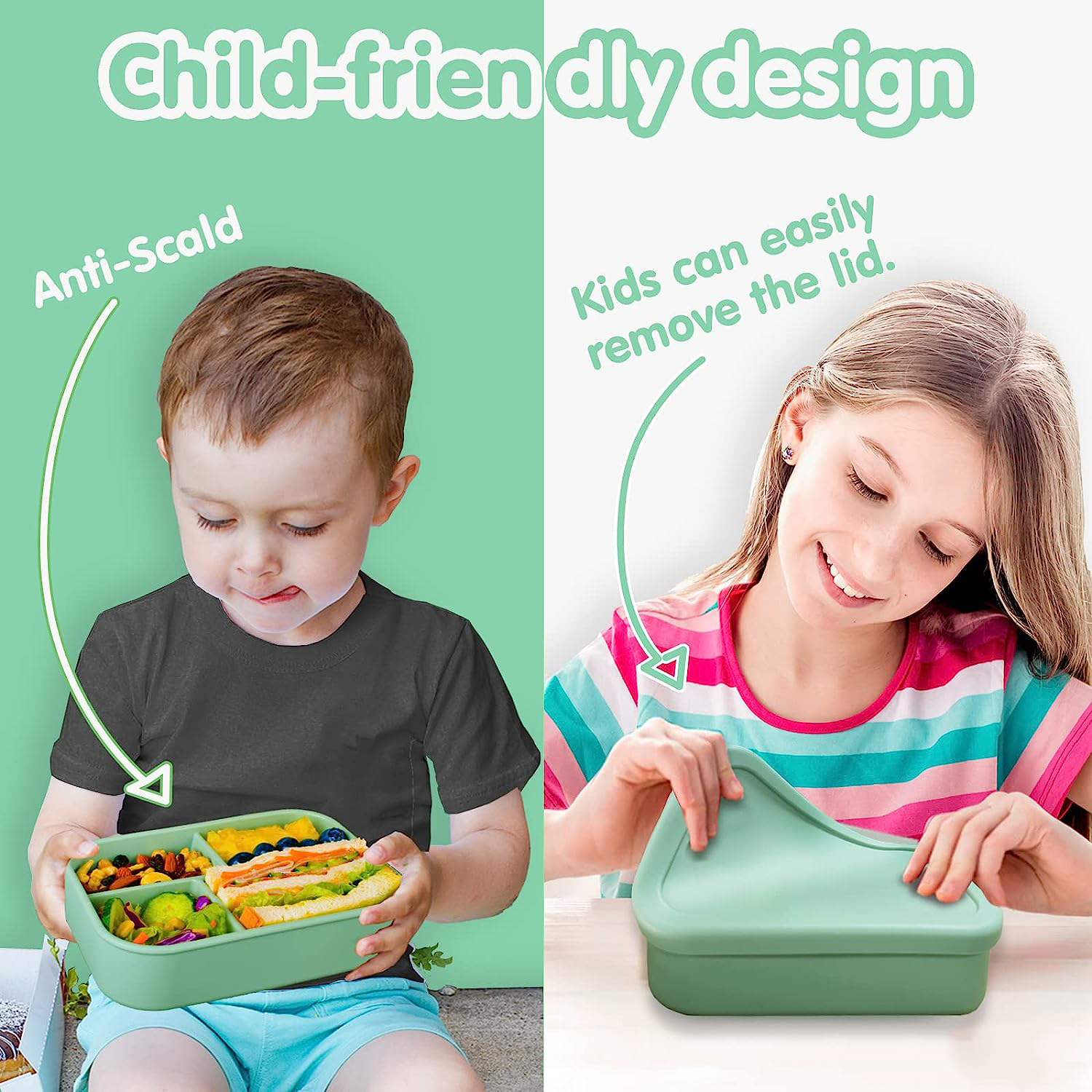 new product ideas 2023 BPA Free Collapsible Silicone Food Containers Silicone kids bento lunch box With Compartments