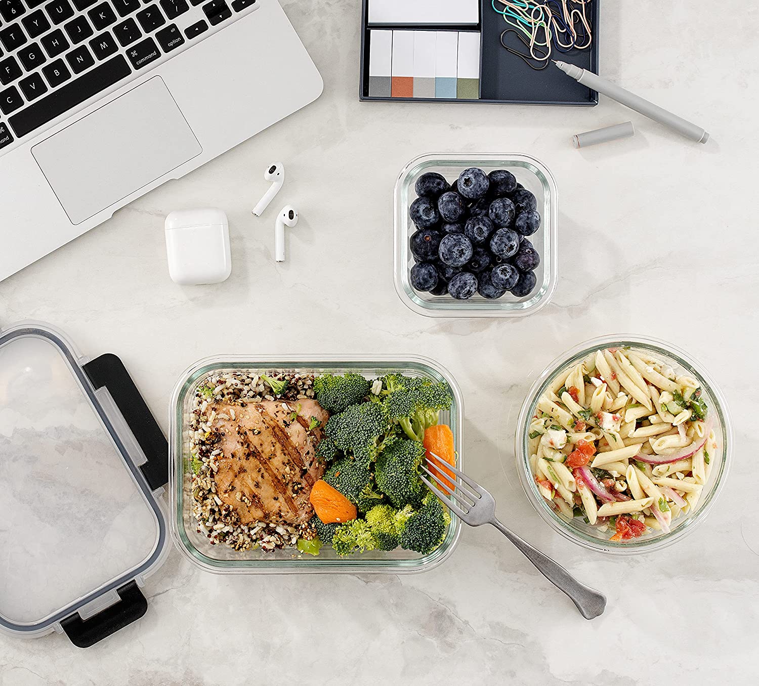 Microwave safe glass food container meal prep containers