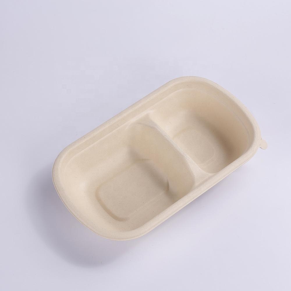750ml Biodegradable Disposable Sugarcane bagasse food container Pulp Paper Lunch Box