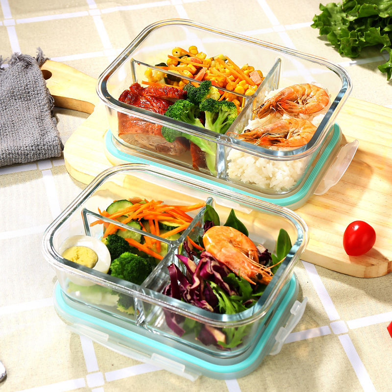 Hot Selling Glass Lunch Box Glass Food Container With Bamboo Lids