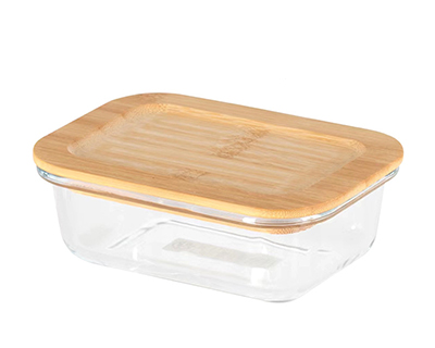 Hot Selling Glass Lunch Box Glass Food Container With Bamboo Lids