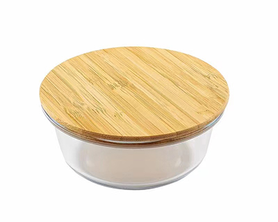Hot Selling Glass Lunch Box Glass Food Container With Bamboo Lids