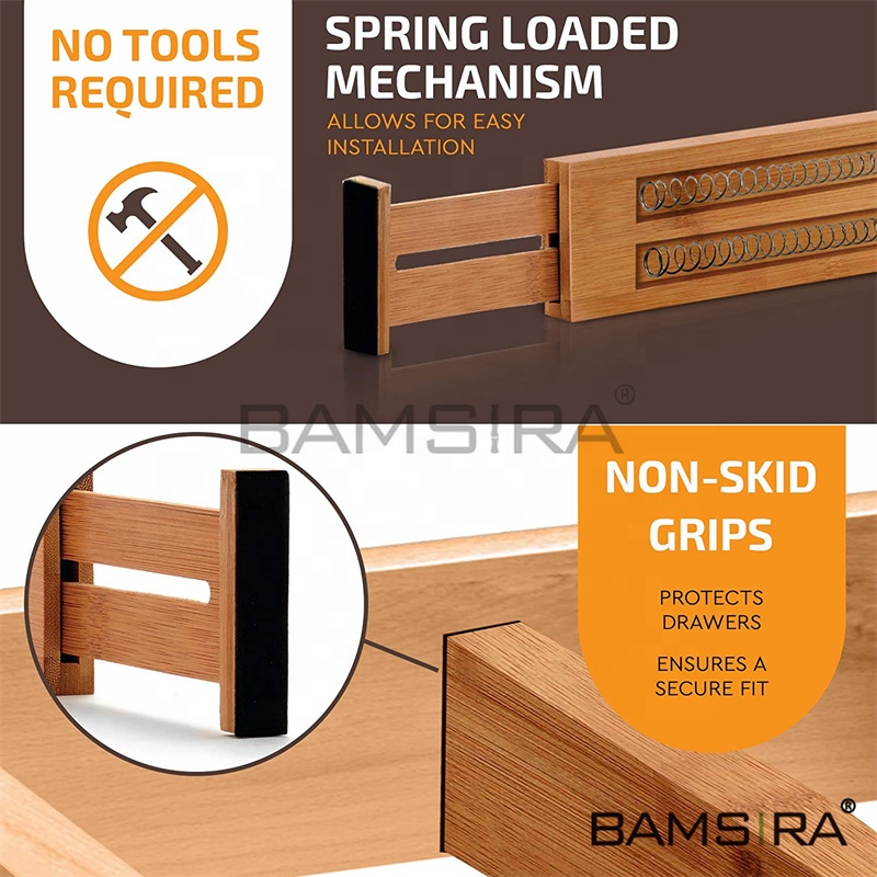 Bamboo Utensil Organizers for Kitchen Drawer Dividers Utensil Organizers