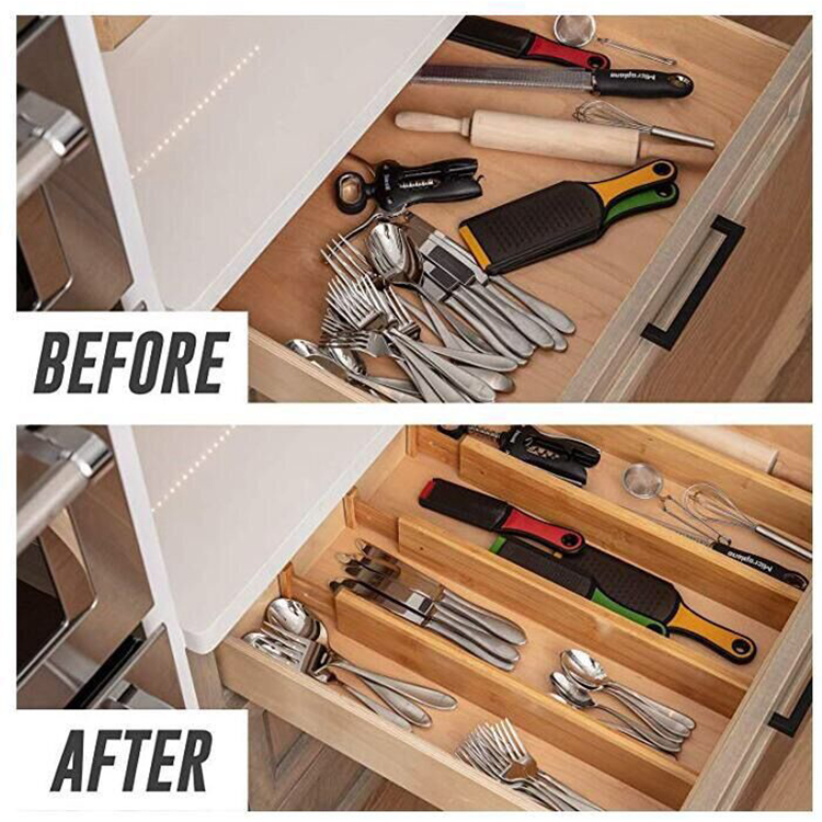 Selldrawer Divider Wooden Kitchen Drawer Organizers Organizadores De Gaveta Adjustable Drawer Divider 2023 Year Bamboo N