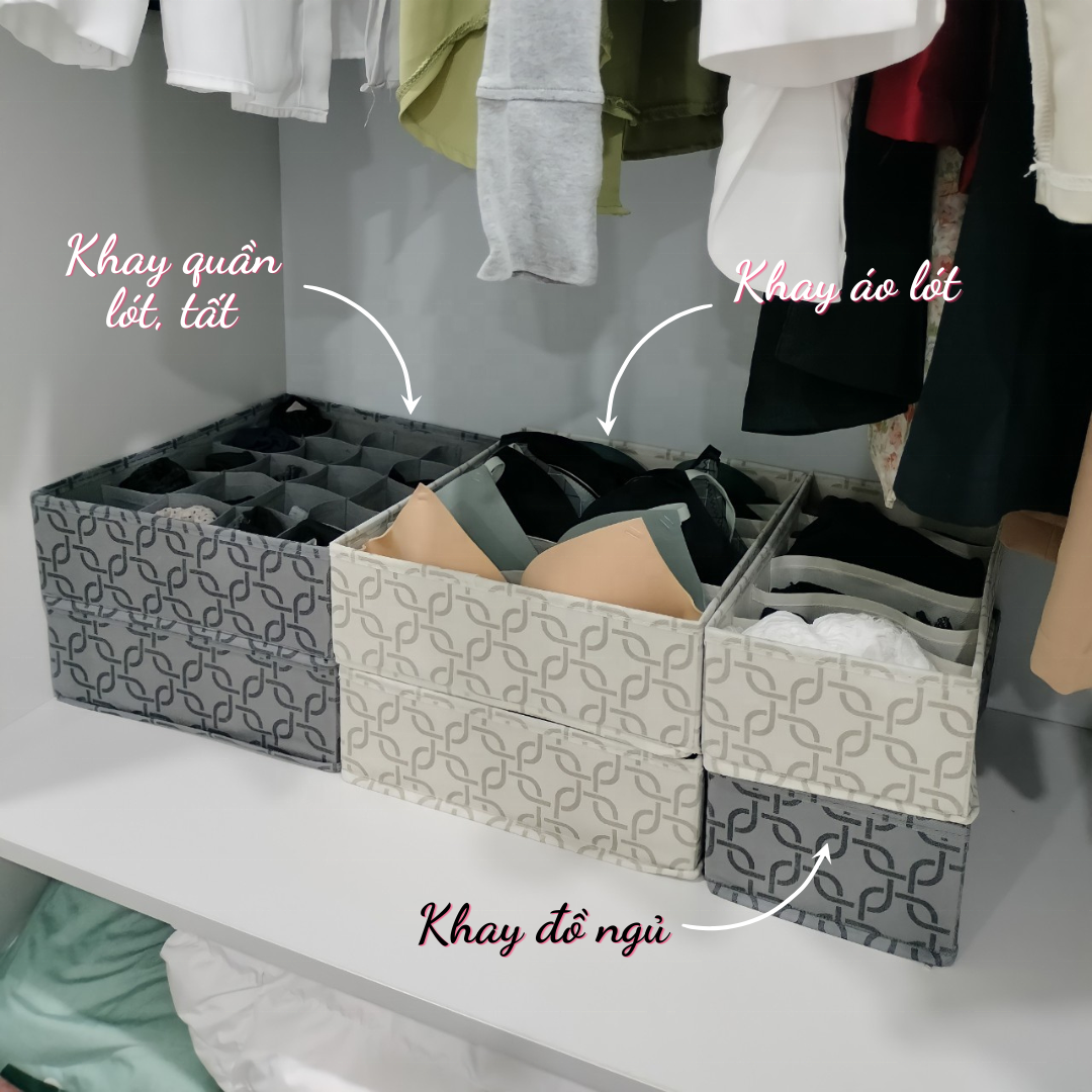 MA30.1 Set 3 items Drawer Organizers Collapsible Closet Dividers for Bras, Underwear, Socks Ties and Scarves