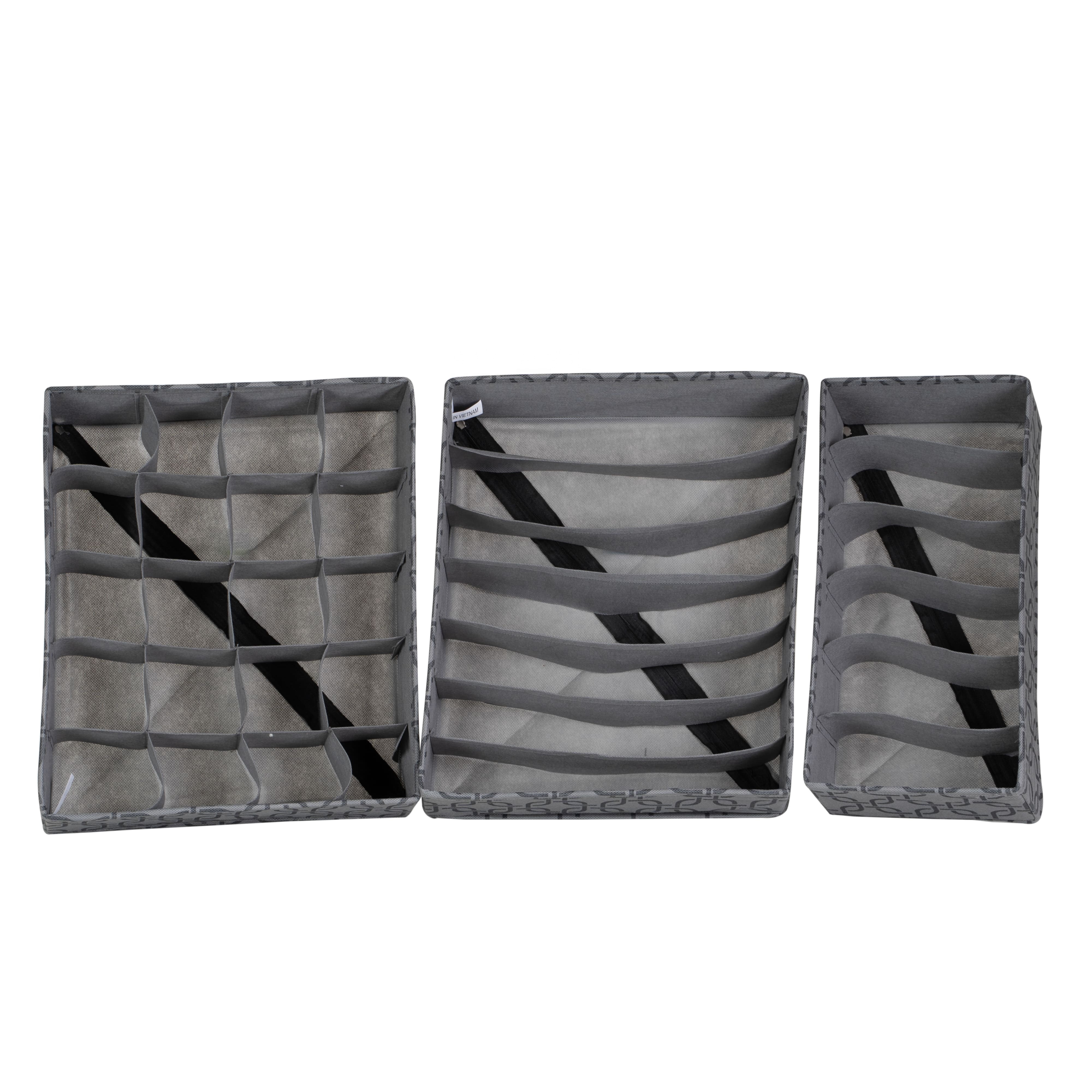 MA30.1 Set 3 items Drawer Organizers Collapsible Closet Dividers for Bras, Underwear, Socks Ties and Scarves