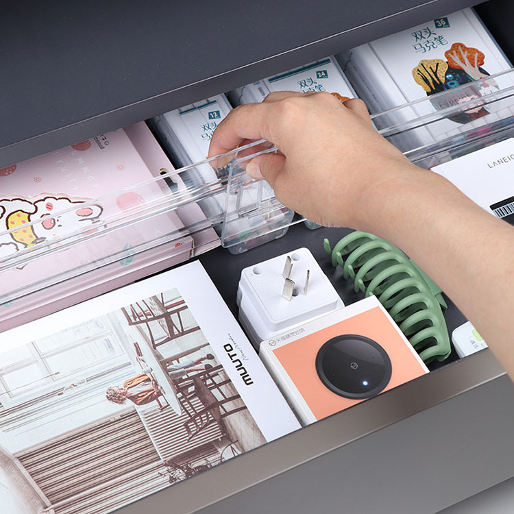 Hot Sale Adjustable 3.2" High Expandable Kitchen Drawer Organizer Clear Plastic Divider Drawer Organizers For Clothing K