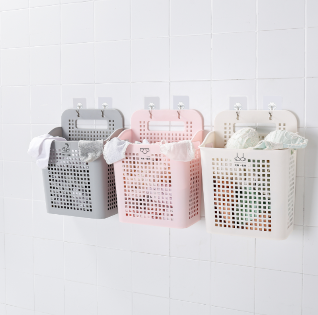 Wall-Mounted Dirty Laundry Hamper and Clothing Storage Basket