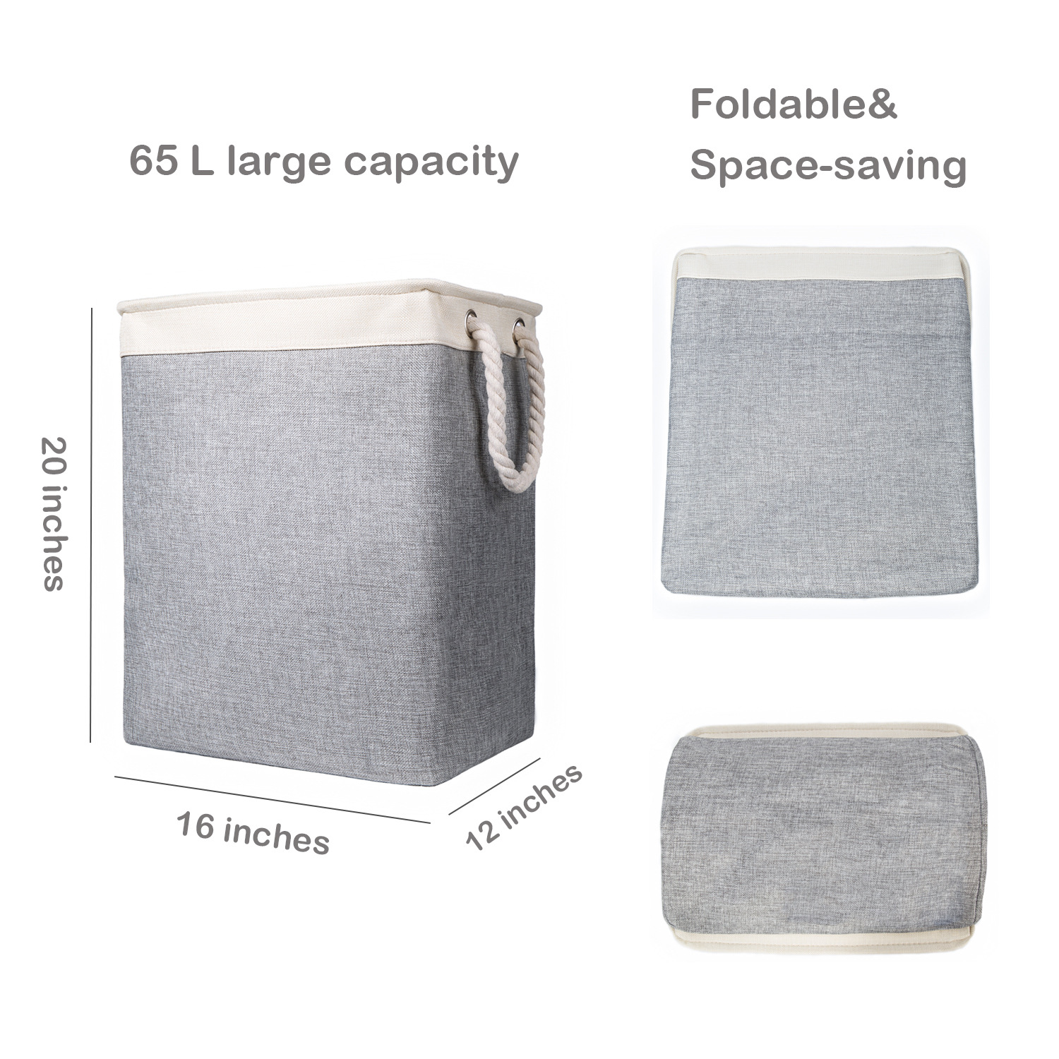Multi-Purpose Foldable Laundry Storage Basket with Handle - Dirty Clothes, Toy Organizer