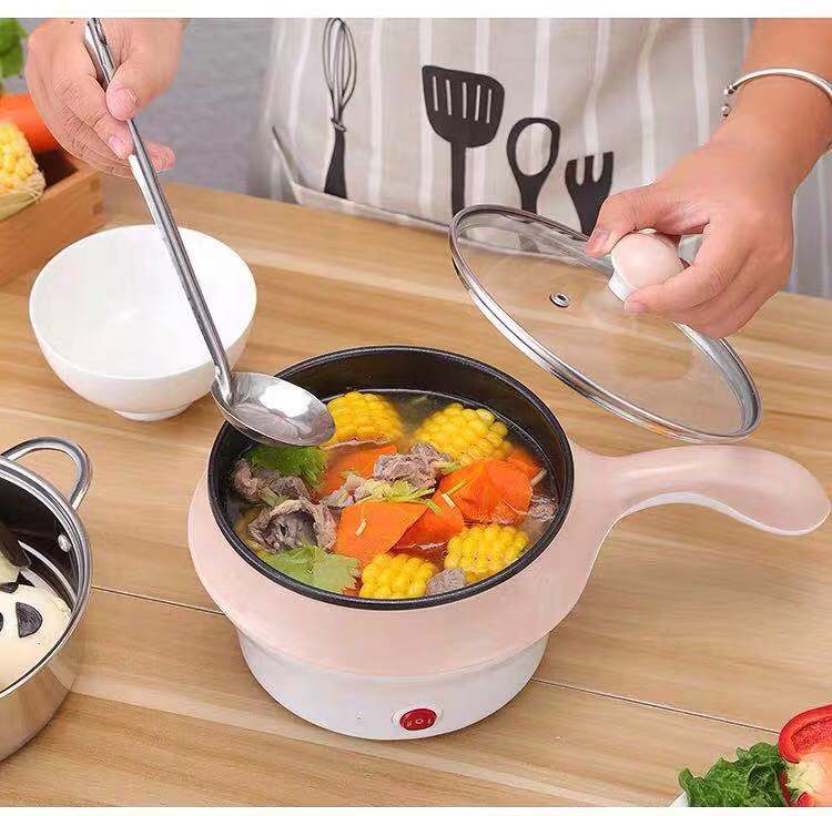 Colorful Mini Electric cooker skillet nonstick fry pan stainless steel nonstick pot Office Portable steamer Shark Pot
