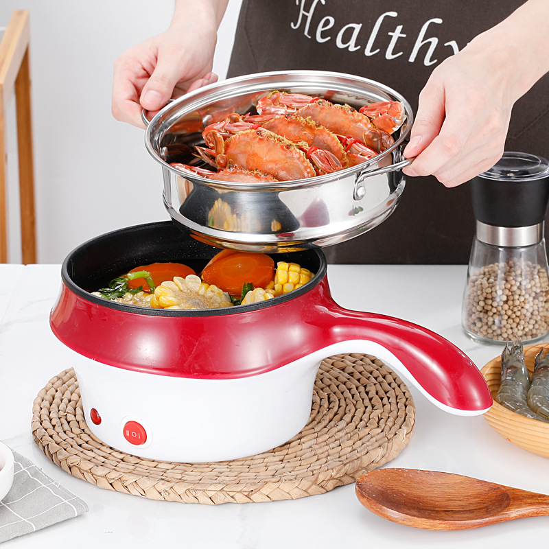 Colorful Mini Electric cooker skillet nonstick fry pan stainless steel nonstick pot Office Portable steamer Shark Pot