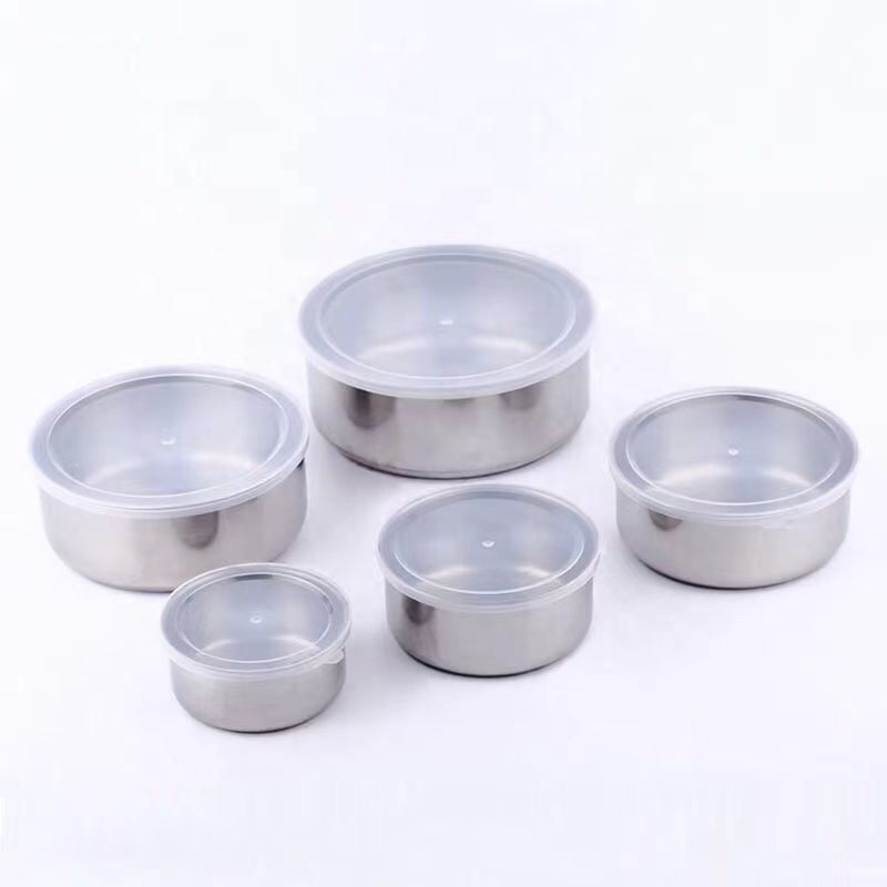 US $1.2/set Stackable PP Lid Lunch Box Container Snack Round Food Containers Stainless Steel Metal Lunch Box Sets