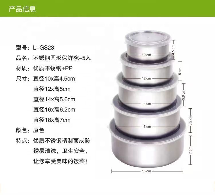 US $1.2/set Stackable PP Lid Lunch Box Container Snack Round Food Containers Stainless Steel Metal Lunch Box Sets