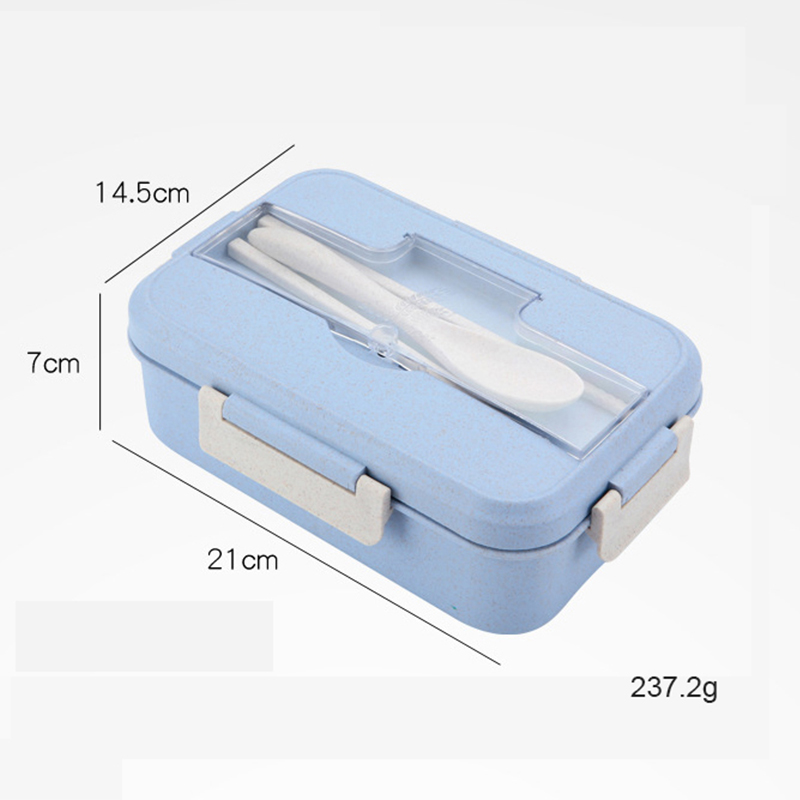 Food Grade Biodegradable Wheat Straw Lunch Box Microwave Safe School Office Bento Food Container with Free Cutlery Whole