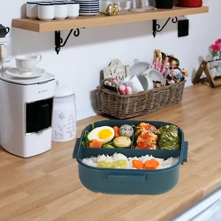 School office microwaveable meal pre airtight food container BPA-fee PP 3 compartments plastic bento lunch box for kids