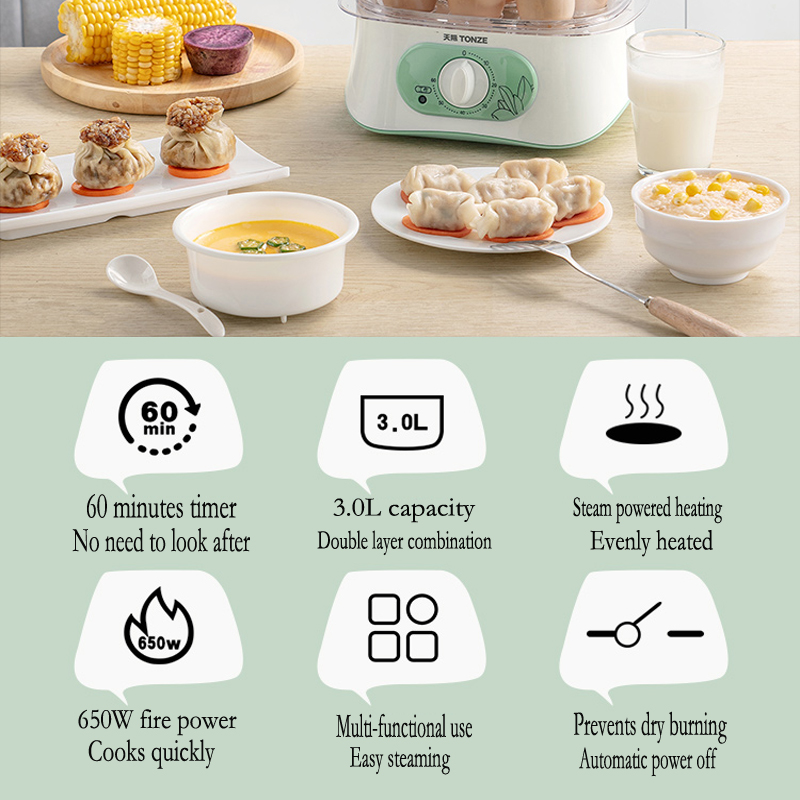  2 Layer electric egg boiler Egg Cooker vegetable food steamer