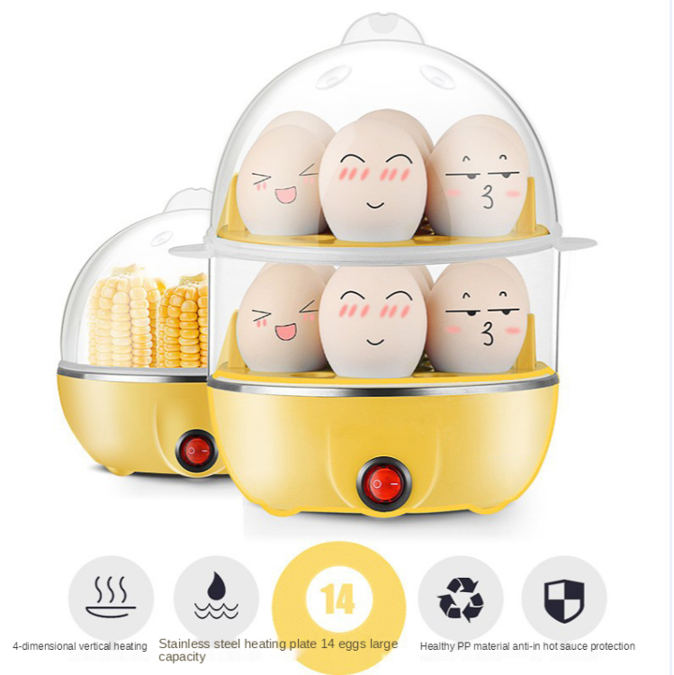 Portable Household Mini Double Electric Egg Cooker Egg Cooker Boiler 8 Eggs Cooker for Omelette