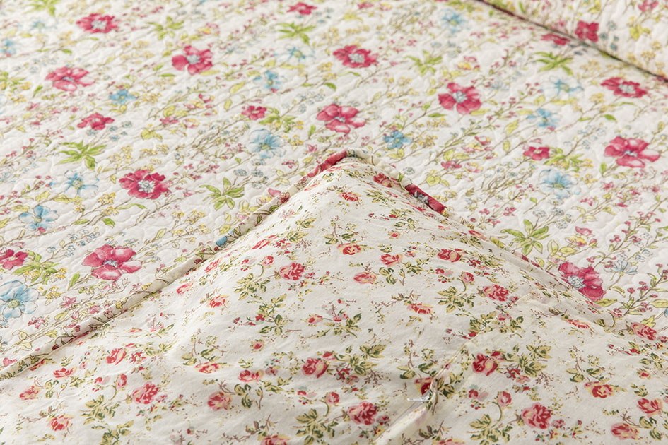 Light Weight 3 Piece Cotton Blend Reversible Floral Geometric Patchwork Patterns Bedspread Coverlet Bed Coverlet Set Qui