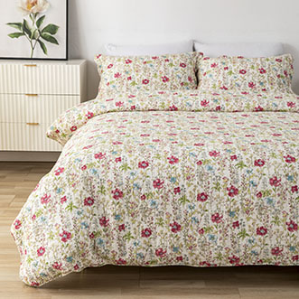 Light Weight 3 Piece Cotton Blend Reversible Floral Geometric Patchwork Patterns Bedspread Coverlet Bed Coverlet Set Qui