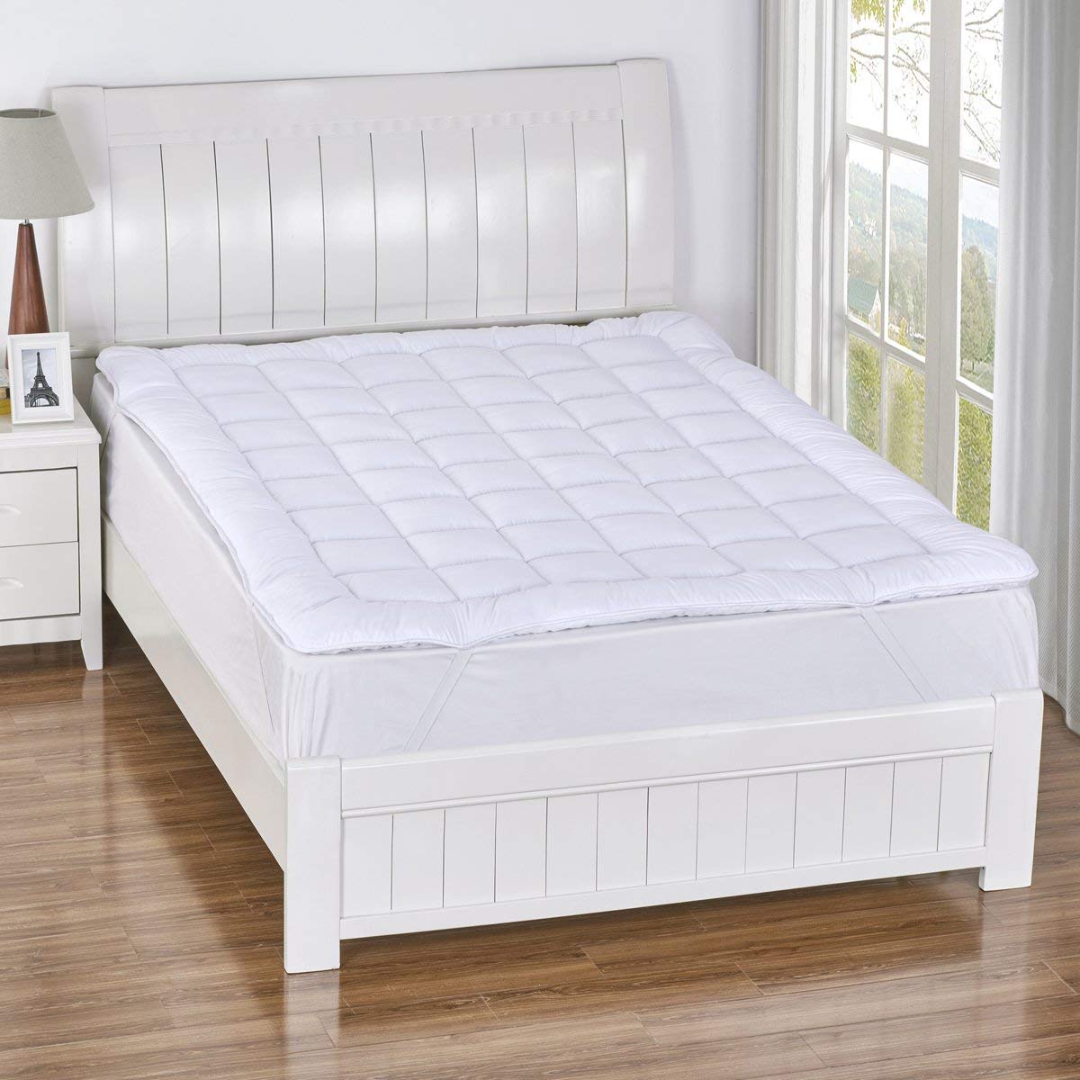 100% Polyester Mattress Cover Machine Washable Quilted Bed Topper Soft Twin Mattress Toppers